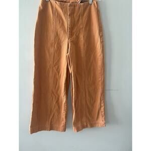 ASOS Pants Women's 26 Camel Wide Leg Crop Cotton Denim Fall Neutral Indie